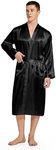 Elountik Men V Neck Satin Robe Kimo