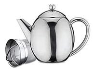 Cafe Ole by Grunwerg RTD-12 Rondeo 18/10 Stainless Steel Double Wall Teapot with Infuser, 1.2 litres