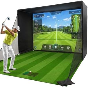 Golf Simulator Enclosure 10.7x8x5Ft & 8.5x8.5x5Ft | Light-Proof HD/4K Silent Impact Screen, Indoor/Outdoor Golf Simulators for Home Includes Mat, Foam-Padded Iron Poles, Shank Net, Sandbag & Bonus kit