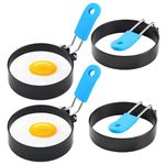 4pcs Egg Rings for Frying, Stainless Steel Egg Rings with Anti-Scald Folding Handle, Non Stick Fried Egg Rings for Household Kitchen Cooking Egg Frying Breakfast Mini Burger