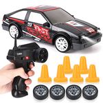 Liberty Imports RC Drift Car 1/24 2.4GHz 4WD Remote Control Sport Racing On-Road Vehicle with LED Light, Batteries and Drift Tires,Black