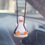 AMIORO Car Rearview Mirror Hanging Accessories, Cute Swinging Duck Car Interior Ornament Mirrors Funny Decoration