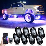 YiLaie RGB LED Rock Lights, Underglow Car Lights Kit with Bluetooth App Controller, Car Accessories Gifts for Men Women with Timing Function Music Mode for Car Truck ATV SUV （8Pods）