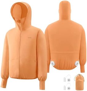RoamFlex Air Cooling Fan Jacket - 20000RPM Dual Fans, UPF50+ Sun Protection, Waterproof, 8H Battery, 1.87lbs for Men Women -L (Orange)