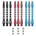 kwmobile Dart Shafts - Includes 3 of Each Color - 2BA Aluminum Shaft Pack with Rubber O-Rings Medium 48mm 2"