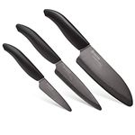 Kyocera FK-3PC-BKBK Ceramic Advanced Knife Set, 5.5" 4.5" 3", Black Handle