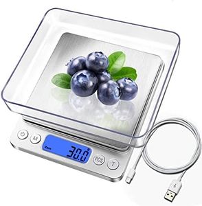 Básculas de cocina digitales, carga USB, 3 kg/0,1 g, eléctricas, impermeable, recargable por USB,acero inoxidable