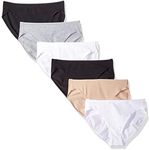 Amazon Essentials Women's Cotton High Leg Brief Underwear (Available in Plus Size), Pack of 6, Neutrals, Large