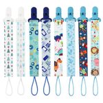 8 Pcs Dummy Clips Girls Baby Pacifier Holder Soother Clip Chain Straps with Plastic Clasp, Fit All Dummies & Soothers & Teething Toys, Newborn Essentials(Dark Blue)