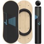 Sportneer Balance Board, 7 Modes Wobble Board, Indoor Board, Skateboard, Surf Balance Board with Adjustable Stoppers - Balance Board Wooden - Scooter and 2.8" Ball Included