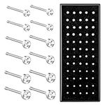 Yolev 60pcs Surgical Stainless Steel Nose Studs, Hypoallergenic Body Piercing Jewelry for Women Men Steel Nose Studs Rings Piercing Pin Body Jewelry 22G 1.5mm 2mm 2.5mm