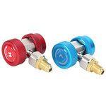 Tomotato R134a Quick Coupler Adapter, 2pcs Air Conditioning Adjustable Quick Coupler Adapters AC Hose Fittings HP and LP Connectors for R134a Car AC System, 1/4" SAE Male Flare