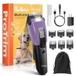 PAPMINI Dog Grooming Kit for Thick Heavy Coats,Dog Clippers for Grooming with LED Display,Heavy Duty Rechargeable Dog Trimmer,Dog Grooming Supplies with Storage Bag, Quiet Cordless Shaver (Purple)
