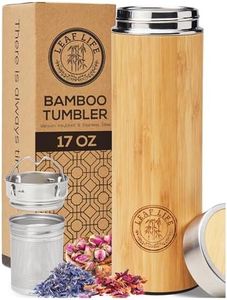 LeafLife Premium Bamboo Tea Bottle for Loose Tea - Tea Infuser Bottle - Tea Gifts - Insulated Water Bottle/Coffee Tumbler/Tea Thermos - Tea Gift Set, Tea Accessories - Tea Tumbler 17oz