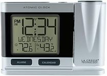 La Crosse Technology 616-12667-INT Silver Atomic Projection Alarm Clock with Temperature