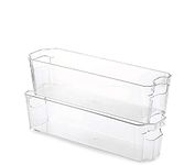 INKULTURE Stackable Acrylic Fridge Organizer Sturdy Pantry And Refrigerator Storage Bins Organiser with Handles (Small)