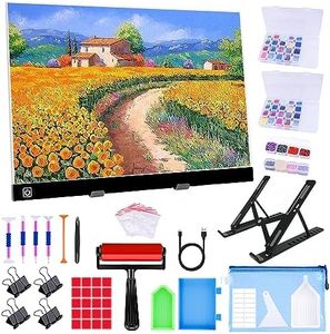 A3 LED Light Pad for Diamond Painting,Ratukall Diamond Art Light Board Kit,Adjustable Brightness Light Box for Tracing with Diamond Painting Accessories and Tools Includes Storage Case, Pens,Stand