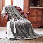 Heated Blanket 50''x60''-Soft and Comfortable Electric Throw,5 Heat Settings and 3H Auto Shut-Off Heating Blanket ETL&FCC Certification Machine Washable (Grey)