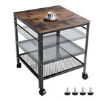 Industrial End Table, 2-Tier Side Table with Storage Shelf, Sturdy, Easy Assembly, Wood Look Accent Furniture, with Metal Frame, Rustic Brown