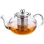 Incrizma Glass Kettle/Teapot with Stainless Steel Infuser & Lid, Borosilicate Glass Tea Kettle Stovetop Safe, Blooming & Loose Leaf Teapot