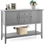 COSTWAY Buffet Sideboard, with 2 Wood Storage Drawers & Open Shelf, Console Table for Living Room Kitchen Dining Room Furniture (Grey)