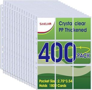 9 Pocket Page Protector, 400 Pack Trading Card Sleeve, Holds 7200 Cards，Baseball Card Sheets for 3 Ring Binder, for Skylanders, MTG, Coupon, Game Cards, Trading Cards, Football Cards