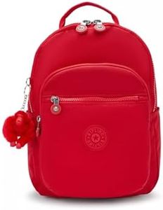 Kipling Women's Seoul Small Backpack, Durable, Padded Shoulder Straps with Tablet Sleeve, School Bag, Red Rouge, 6" L X 8.25" H X 2" D