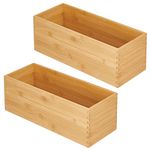 mDesign Kitchen Organiser — Rectangular Wooden Storage Box for Storing Tea, Coffee, Sugar and Other Foods — Stackable Tea Bag Holder — Set of 2 – Natural