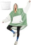 Argstar Oversized Blanket Hoodie Women Men, Sherpa Wearable Blanket Adult, Plush Comfy Giant Warm Soft Hoodie Blanket Sweatshirt with Deep Pocket and Elastic Sleeve (Sage Green)