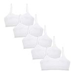 Donella Training Bra for Teen Girls - Cotton Crop Cami for Girls Bralette 5-Pack, Age: 12-15, White, 12-13 Years