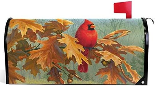 Wamika Autumn Melody Mailbox Covers Oversized Fall Cardinal Bird Sunflower Maple Leaves Magnetic Mail Wraps Cover Letter Post Box 25.5x20.8 Inch Large Size