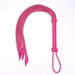 Genuine Leather Rose Red Cat-O'-Nine-Tails Whip | 17cm Handle & 43cm Tail | Hangable Equestrian Training Whip | Handcrafted Premium Horse Equipment