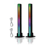 EDITHE 2Pcs Wireless Sound Activated RGB Light Bar, Rechargeable 16/32 Bit LED Sound Control Pickup Rhythm Lights for Room, Gaming, Car (Black-32 LED)