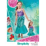 Simplicity 8725Pattern 8725 Child's and 18" Doll Costumes, Paper, White, A (3-4-5-6-7-8)