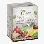 Grenera Moringa Assorted Infusion Tea 20 Bags | Caffeine Free, Staple Free, Made with Organically Grown Moringa Leaf