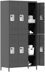 IKIMI Metal Locker 6 Doors Locking Storage Lockers for Employees,72" Tall Staff Locker Cabinet with Shelves and Hooks Steel Sports Locker Cabinet for Office Home Bedroom School Gym Garage