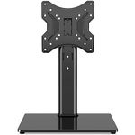 Rfiver Universal Swivel TV Stand, Table Top TV Stand for 23-43 inch Flat Screens, Height Adjustable TV Mount Stand with Tempered Glass Base for Home/Office, Holds up to 66 lbs, Max VESA 200 x 200mm