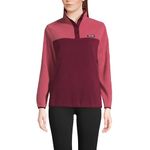 Lands' End Womens Snap Neck Heritage Fleece Pullover Rich Burgundy/pink Block Regular Medium, Rich Burgundy/Pink Block, Medium