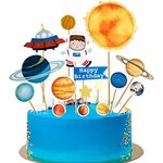 VEGCOO 28 Pcs Space Theme Cake Toppers, Birthday Cake Decorations, Astronaut Cupcake Toppers, Children Planet Birthday Cake Plugin, DIY Cake Toppers for Kids, Birthday Party, and Space Theme Party