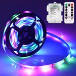 echosari 9.8FT 90Led RGB Strip Lights Battery Powered Remote Control, 8 Modes, Dimmable, Timer, Self-Adhesive, Cuttable, Waterproof, for TV Computer Monitor/Screen Decor