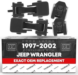 Hood Latch Replacement Set, Driver and Passenger Side - Compatible with 1997-2006 Jeep Wrangler (Full Door Type) - Hood Lock Catch Kit - OEM 55176428AC, 55176427AD, 68038118AA, 42422