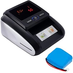 JEVX Machine détecteur de faux billets et compteur de billets insertion 1 à 1 avec batterie rechargeable - Lecteur automatique 2 en 1 introduit le billet dans n'importe quelle position pour euros