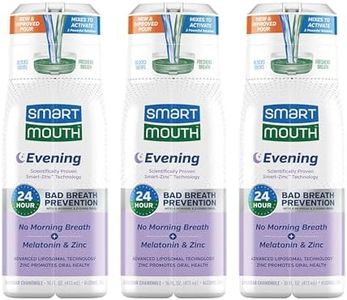 SmartMouth Advanced Liposomal Evening Mouthwash - No Morning Breath - Melatonin & Zinc - Dual-Solution Zinc-Activated Nighttime Mouthwash - Lavender & Chamomile - Alcohol Free - 16 fl oz, 3-Pack
