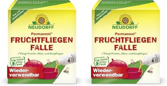 Neudorff Permanent FruchtfliegenFalle – Beseitigt zuverlässig Frucht-, Obst- und Essigfliegen im Haus und Garten. Nachfüllbar und insektizidfrei, 1 Set, Rot (Packung mit 2)