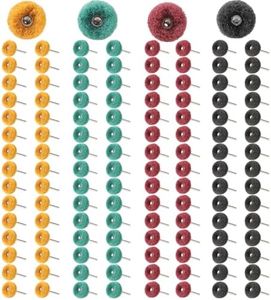 120 PCS Double-Layer Buffing Pads, Multi-Grit Abrasive Wheels (80/150/240/400) for Dremel & Drill | Yellow, Green, Red, Black Polishing Discs Kit