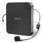 Giecy Amplifier Portable Hands-Free PA with 15W 1800mah Rechargeable Battery Microphone Ideal for Teachers, Tour Guides, Conferences, School Events, Seminars, Yoga,Education and more! (Black)