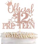 YCTHUNFISH 1 Pack Official Pre-teen 12 Cake Topper Glitter Happy 12th Birthday Cake Pick Cheers to 12 Years Old Cake Decorations for Teen 12th Birthday Party Supplies (Rosegold-12th)