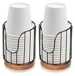 2PCS Country Style Bathroom Cup Dispenser, Small Disposable Paper Cup Holder, 3oz Disposable mouthwash Cup Storage Rack, Iron Bathroom Storage Box