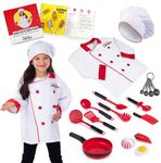 Born Toys Chef Costume for Kids w/ Chef Hat for Kids Ages 3-7, Kids Kitchen Accessories Set w/ Fun Recipe Book, Cooking Set for Kids Costume Washable and Dress Up & Pretend Play for Boys & Girls