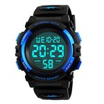 A ALPS Kids Watch, Boys Watch For 3-15 Year Old Boys, Digital Sport Outdoor Multifunctional Chronograph Led 50 M Waterproof Alarm Calendar Analog Watch For Children With Silicone Black Band, Kids Gift